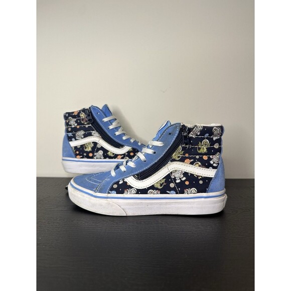Vans Sk8 High Top Cosmic Astronaut Kid Shoes Sz 2.5 Blue Zip Side Lace Up #1120 - Picture 3 of 15